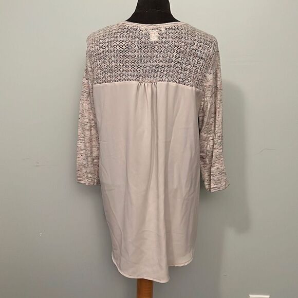 Christopher & Banks Women's Multicolor V Neck Hi Low Woven Knit Sweater - Picture 3 of 7